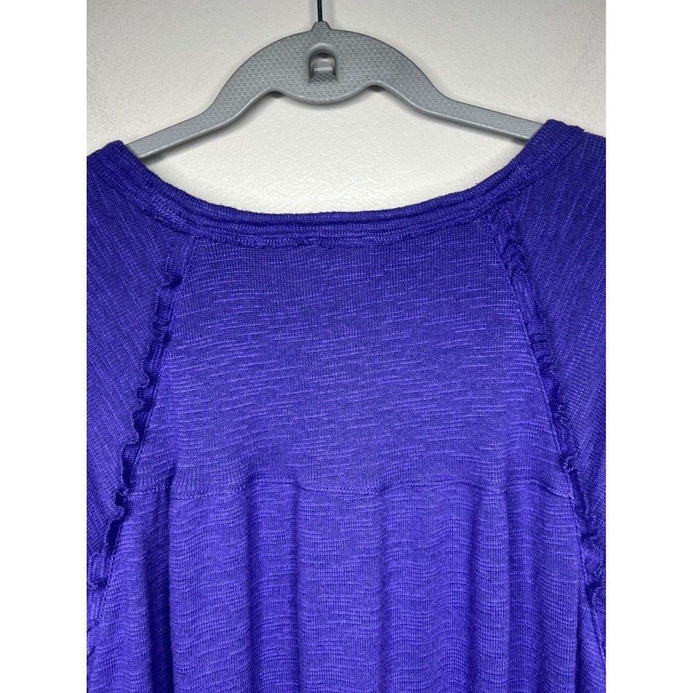 Pilcro Anthropologie Diana Ruffled Raglan Thermal Top Long Sleeve Purple XL Boho - Picture 8 of 12